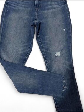 Express Women's Washed Blue Distressed Skinny Jeans